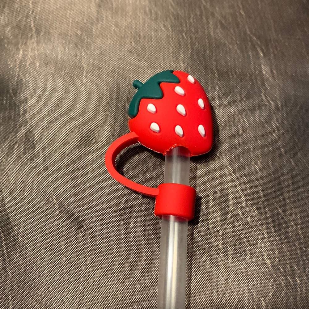 Strawberry re-usable straw decoration